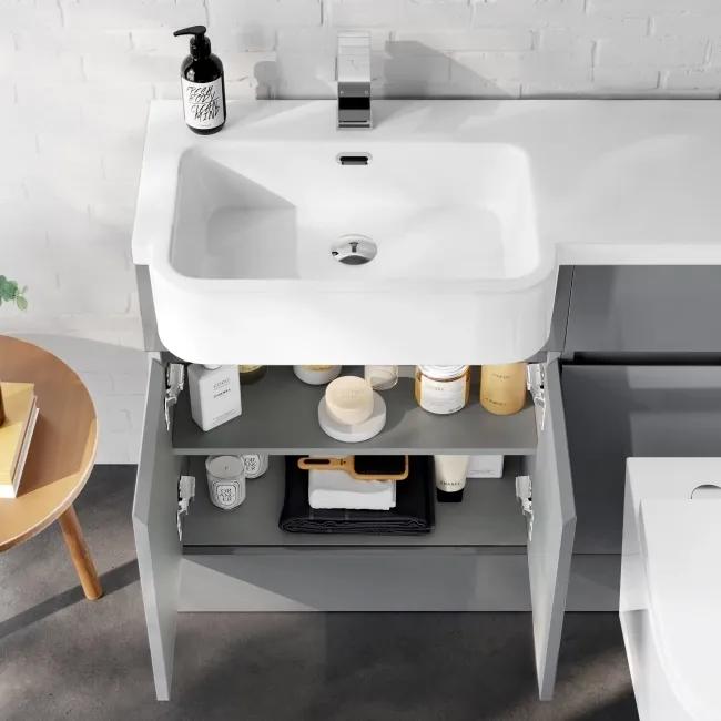 Foster Stone Grey Combination Vanity Basin and Boston Toilet 1200mm - Left Handed