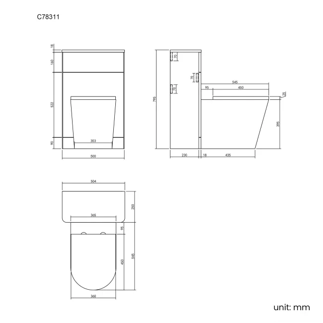 Corsica Curved Storm Grey Slimline Back To Wall Unit and Boston Toilet