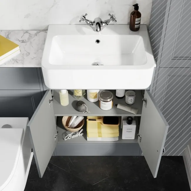 Monaco Dove Grey Combination Vanity Basin with Marble Top & Boston Toilet 1200mm