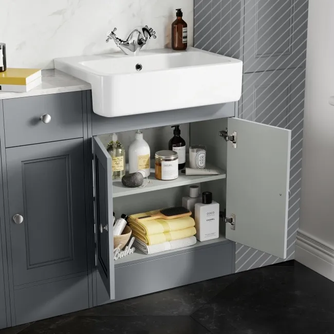 Monaco Dove Grey Combination Vanity Basin with Marble Top and Boston Toilet 1500mm