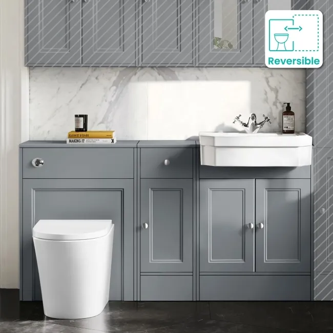 Monaco Dove Grey Combination Vanity Traditional Basin and Boston Toilet 1500mm