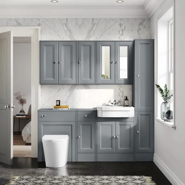 Monaco Dove Grey Combination Vanity Traditional Basin and Boston Toilet 1500mm