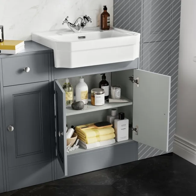 Monaco Dove Grey Combination Vanity Traditional Basin and Boston Toilet 1500mm