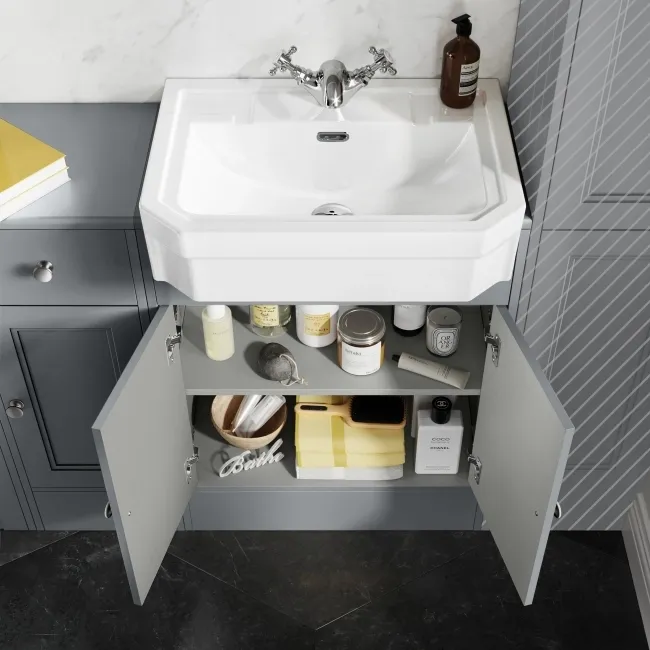 Monaco Dove Grey Combination Vanity Traditional Basin and Boston Toilet 1500mm
