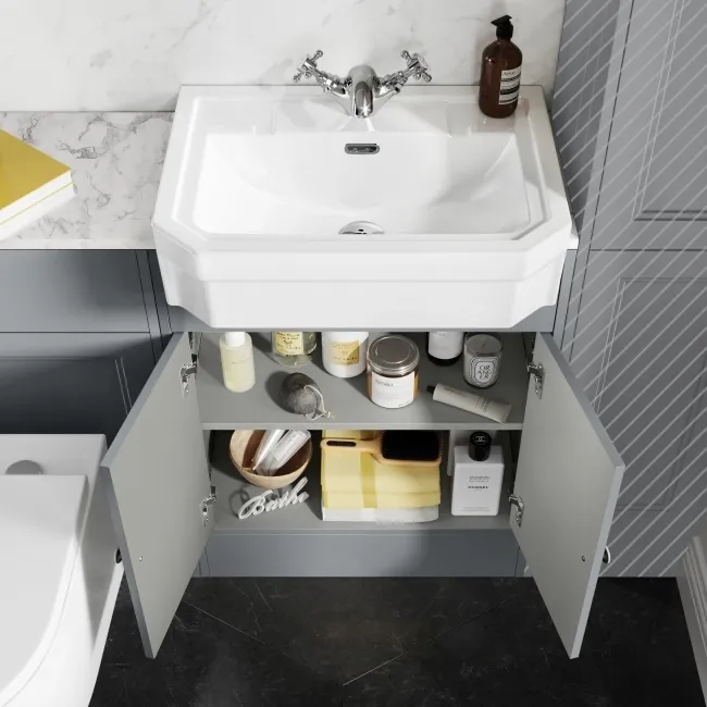 Monaco Dove Grey Combination Vanity Traditional Basin with Marble Top & Boston Toilet 1200mm