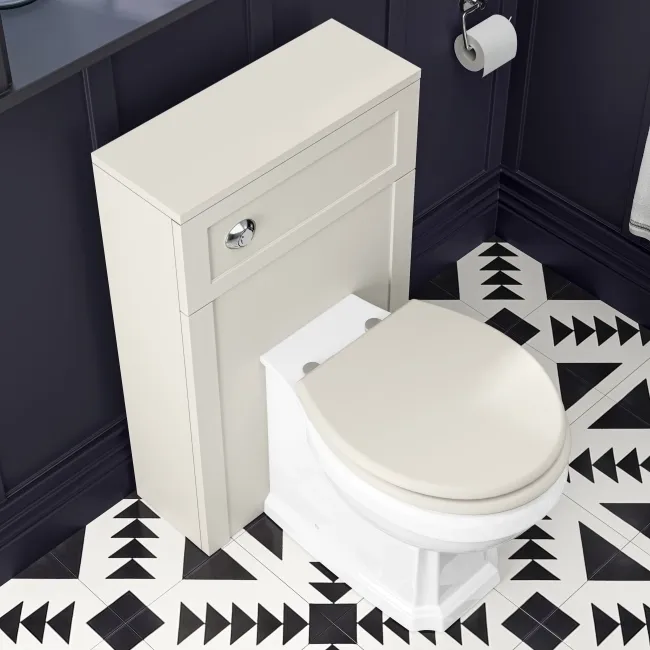 Bermuda Chalk White  Combination Vanity Basin and Hudson Toilet with Wooden Seat 1000mm