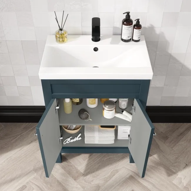 Bermuda Inky Blue Combination Vanity Basin and Seattle Toilet 1100mm