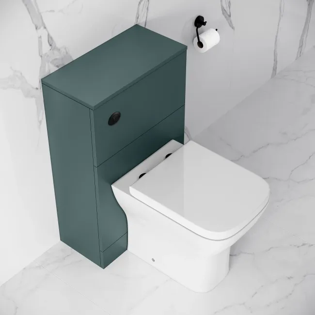 Midnight Green Slimline Back To Wall Unit and Atlanta Toilet - Black Accents