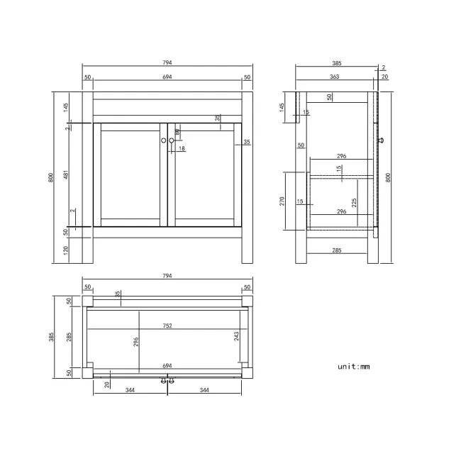 Bermuda Chalk White Cabinet with Marble Top 800mm Excludes Counter Top Basin - Brushed Brass Accents