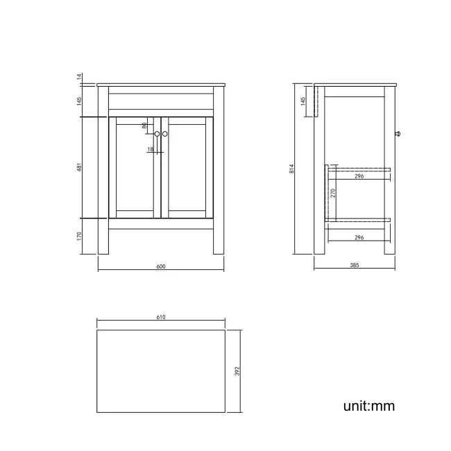 Bermuda Graphite Grey Cabinet with Marble Top 600mm Excludes Counter Top Basin - Brushed Brass Accents