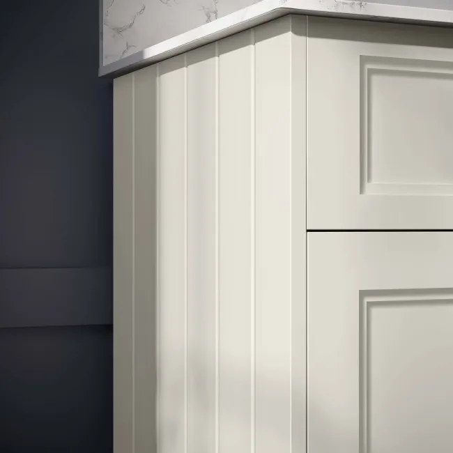 Lucia Chalk White Double Vanity with Marble Top & Undermount Basins 1200mm - Brushed Brass Accents