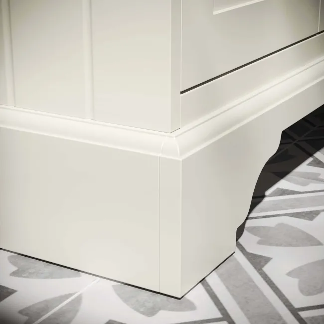 Lucia Chalk White Double Vanity with Marble Top & Curved Counter Top Basin 1200mm - Brushed Brass Accents