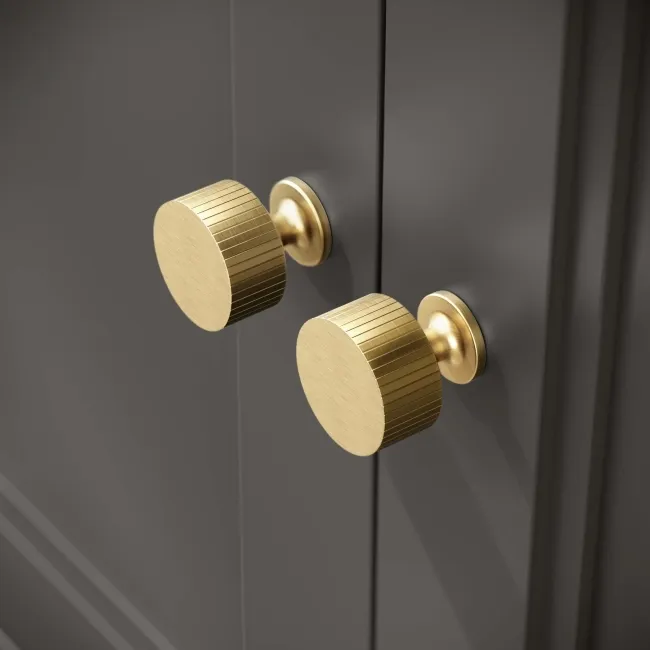 Lucia Graphite Grey Vanity with Marble Top & Round Counter Top Basin 840mm - Brushed Brass Accents