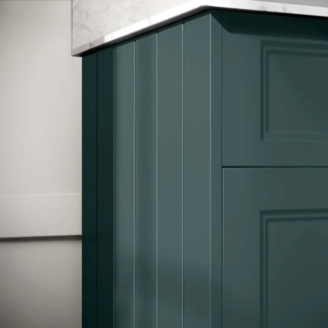 Lucia Midnight Green Vanity with Marble Top & Undermount Basin 630mm - Brushed Brass Accents