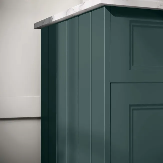 Lucia Midnight Green Cabinet with Marble Top 840mm (Excludes Counter Top Basin) - Brushed Brass Accents