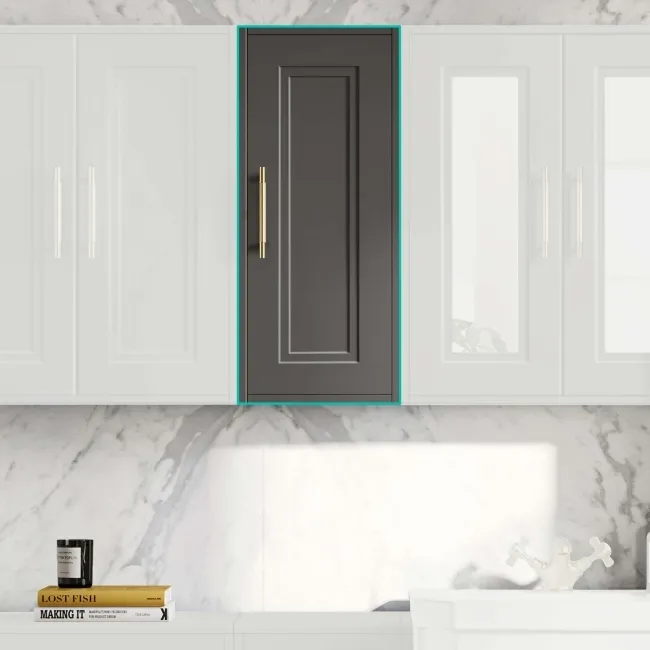 Graphite Grey Wall Hung Cabinet 700x300mm - Brass Knurled Handles