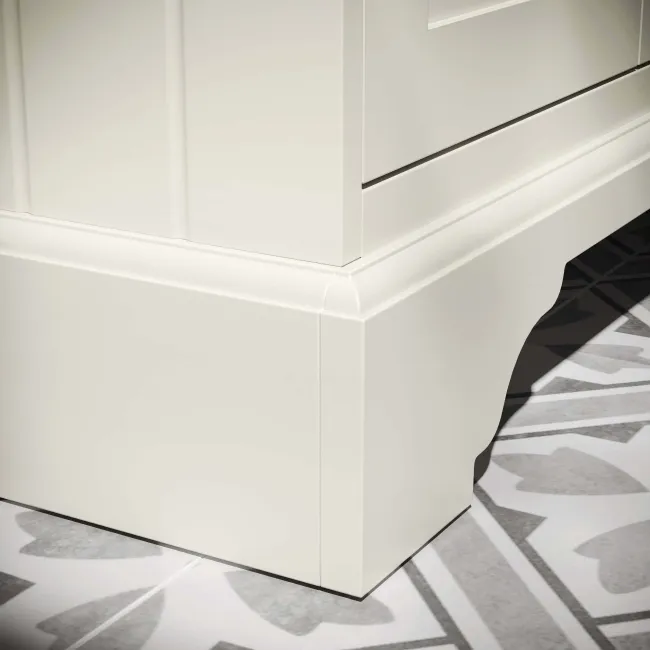 Lucia Chalk White Double Vanity with Oak Effect Top & Curved Counter Top Basin 1200mm - Brass Knurled Handles