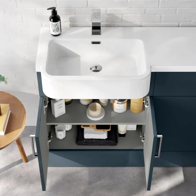 Harper Navy Blue Combination Vanity Basin and Houston Toilet 1200mm - Left Handed
