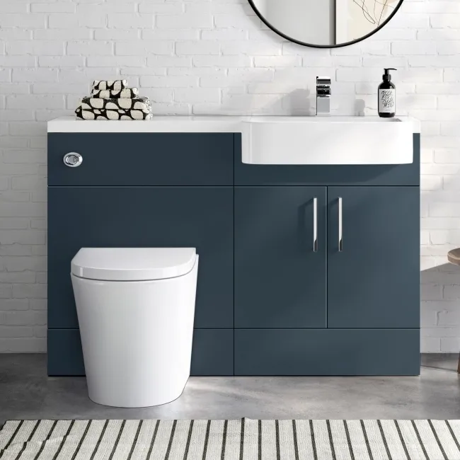 Harper Navy Blue Combination Vanity Basin and Boston Toilet 1200mm - Right Handed