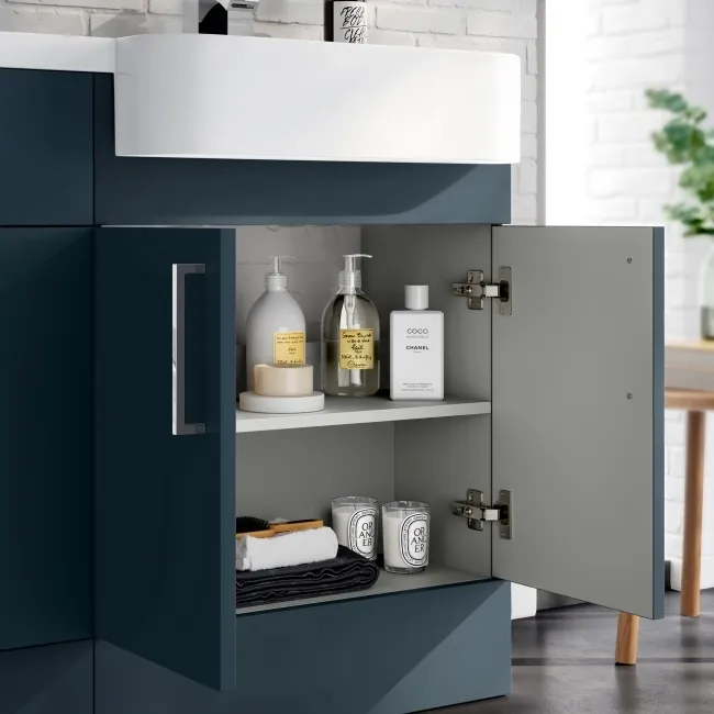 Harper Navy Blue Combination Vanity Basin and Boston Toilet 1200mm - Right Handed