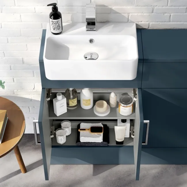 Harper Navy Blue Basin Vanity and Back To Wall Toilet Unit 1000mm - Excludes Toilet