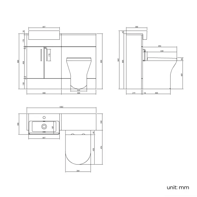 Harper Navy Blue Combination Vanity Basin & Tucson Toilet 1000mm