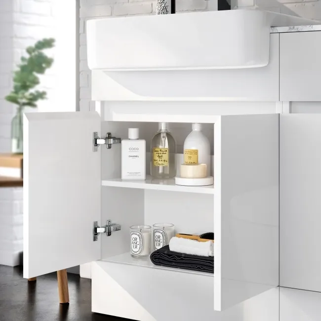 Foster Gloss White Combination Vanity Basin with Marble Top & Tucson Toilet 1500mm