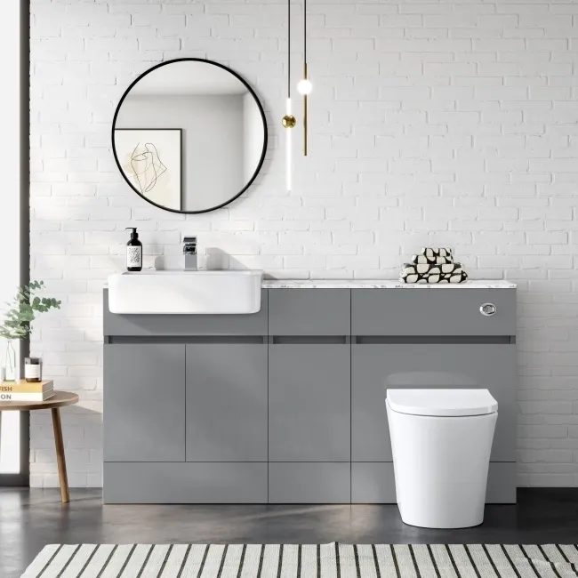 Foster Stone Grey Combination Vanity Basin with Marble Top & Tucson Toilet 1500mm