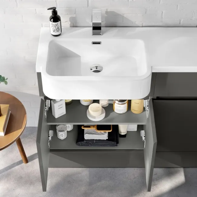 Foster Tungsten Grey Combination Vanity Basin and Tucson Toilet 1200mm - Left Handed