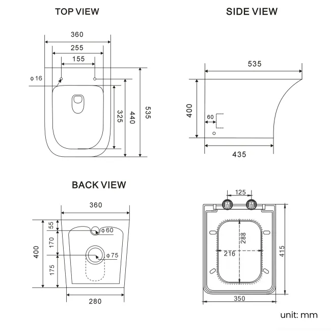 Foster Tungsten Grey Combination Vanity Basin and Houston Toilet 1200mm - Left Handed