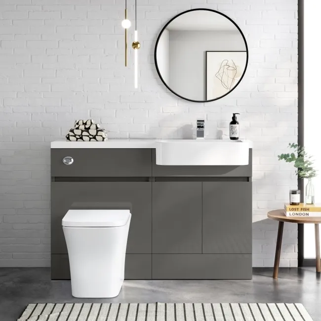 Foster Tungsten Grey Combination Vanity Basin and Houston Toilet 1200mm - Right Handed
