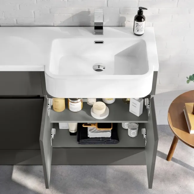 Foster Tungsten Grey Combination Vanity Basin and Houston Toilet 1200mm - Right Handed