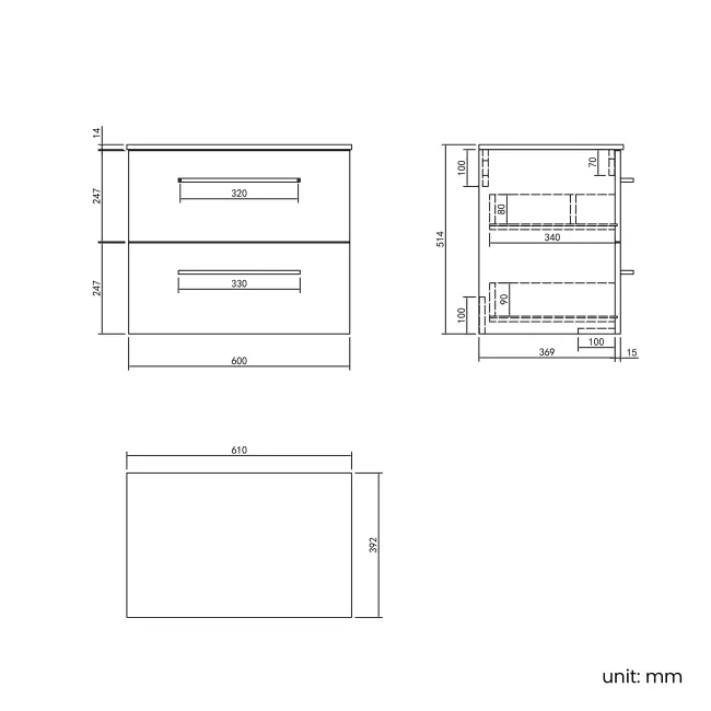 Elba Midnight Green Wall Hung Drawer Vanity with Marble Top & Cody Basin 600mm - Black Accents