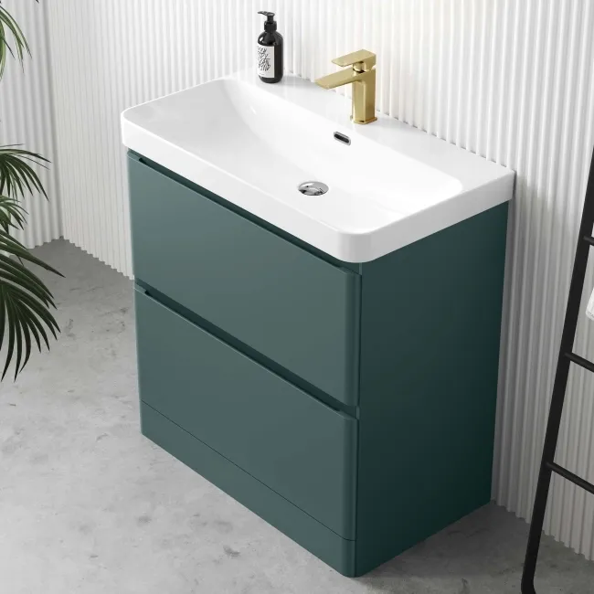 Corsica Midnight Green Basin Drawer Vanity 800mm
