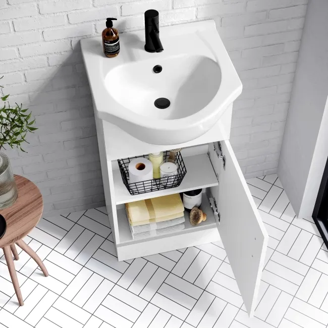 Quartz Gloss White Combination Vanity Basin and Houston Toilet 950mm - Black Accents