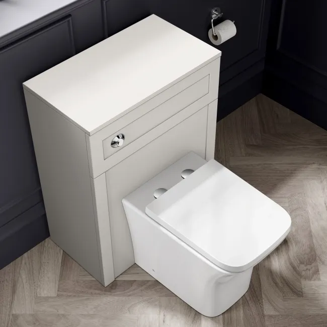 Capri Cotton White Combination Vanity Basin and Houston Toilet 1350mm - Chrome Handles
