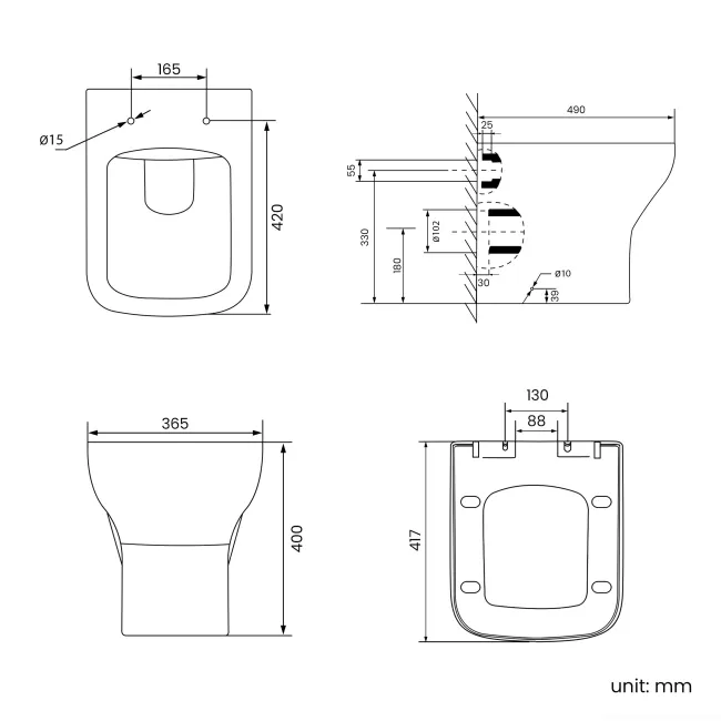 Capri Fog Grey Combination Vanity Basin and Houston Toilet 1050mm - Chrome Handles