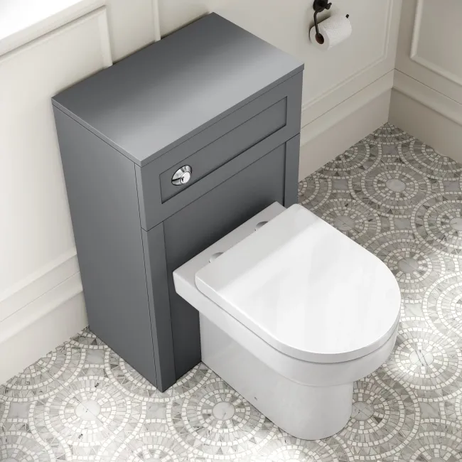 Capri Fog Grey Combination Vanity Basin and Denver Toilet 1150mm - Chrome Handles