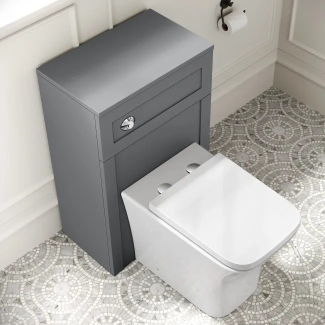 Capri Fog Grey Combination Vanity Basin and Houston Toilet 1150mm - Chrome Handles