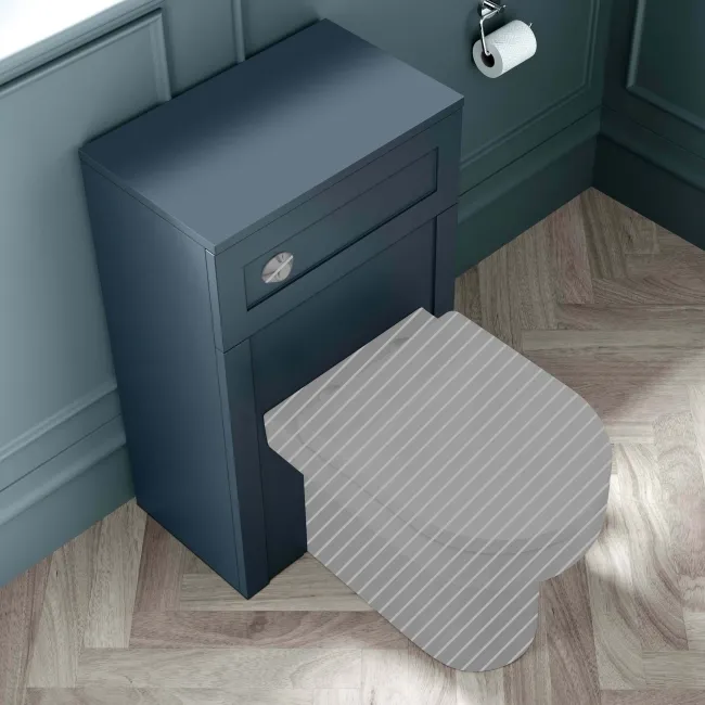 Capri Navy Blue Basin Vanity and Back To Wall Unit 1050mm (Excludes Toilet) - Chrome Handles