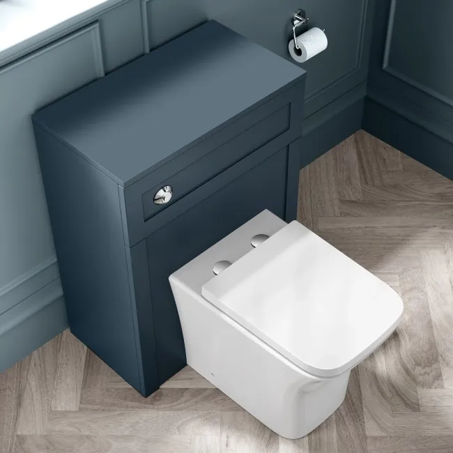 Capri Navy Blue Combination Vanity Basin and Houston Toilet 1350mm - Chrome Handles