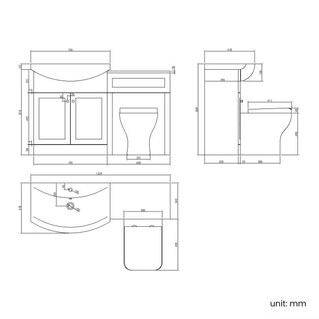 Capri Mystic Green Combination Vanity Basin and Houston Toilet 1350mm - Chrome Handles