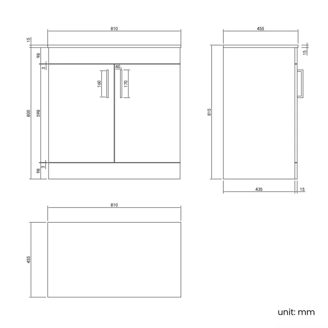 Mersey Gloss White Vanity 800mm - Excludes Counter Top Basin