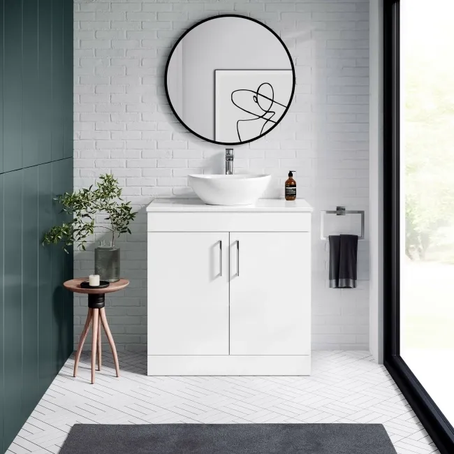 Mersey Gloss White Vanity with Oval Basin 800mm