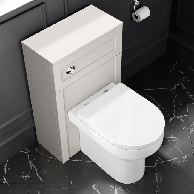 Milos Cotton White Combination Vanity Basin and Denver Toilet 1000mm - Chrome Handles