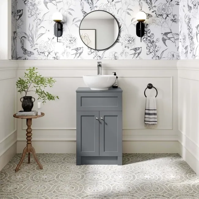 Milos Fog Grey Vanity with Mesa Basin 500mm - Brushed Handles