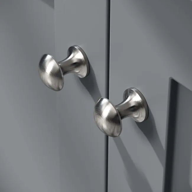 Milos Fog Grey Vanity with Oval Basin 800mm - Brushed Handles