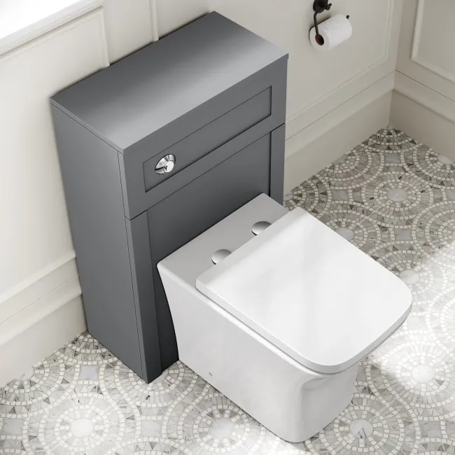 Milos Fog Grey Combination Vanity Basin and Houston Toilet 1100mm - Chrome Handles