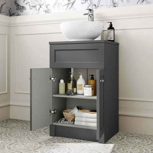 Milos Slate Grey Vanity with Mesa Basin 500mm - Chrome Handles