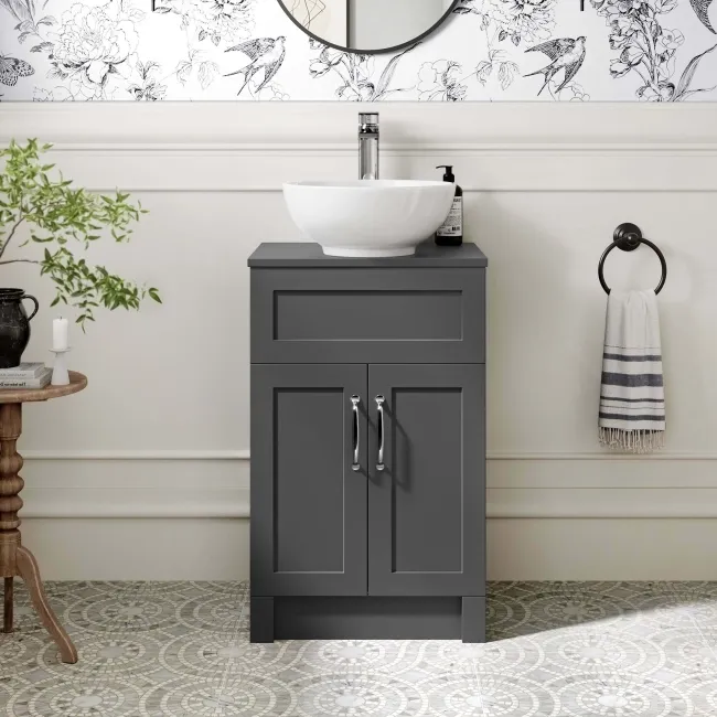 Milos Slate Grey Vanity with Mesa Basin 500mm - Traditional Handles